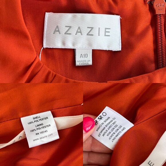 Azazie Harper Flowy Pleated Chiffon Maxi Dress Paprika Size 10 - Picture 3 of 13